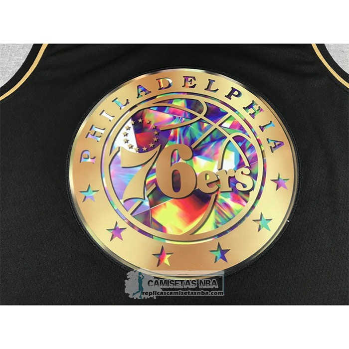 Camiseta Golden Edition Philadelphia 76ers Allen Iverson NO 3 2021-22 Negro